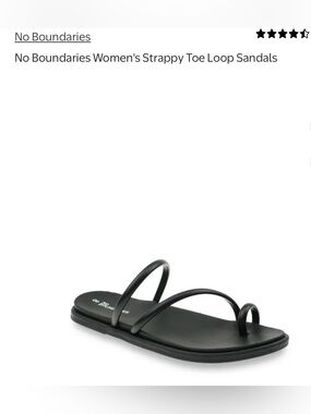 5/$30 No Boundaries Women's Black Minimal Strappy Toe-Loop Sandals 7,8,9,11 NWT